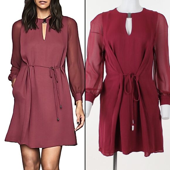Reiss Leah Sheer Sleeve Shift Dress - Picture 1 of 5